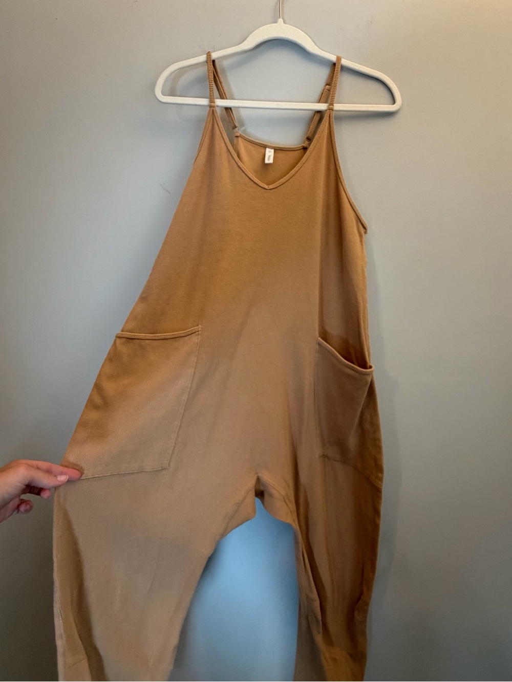 Wishlist Tan Sleeveless Pocket Jumpsuit